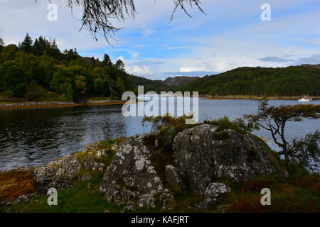 Blick vom Schloss Tioram - Ardnamurchan Halbinsel - Schottland Stockfoto