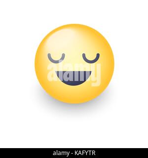 Spaß Cartoon emoji smiley Gesicht. Glücklich lächelnde Vektor emoticon mit geschlossenen Augen. Stock Vektor
