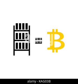 Bergbau bitcoin farm Symbol. Extraktion von Cryptocurrency unterzeichnen. Racks der GPU-Symbol. Vector Illustration Stock Vektor