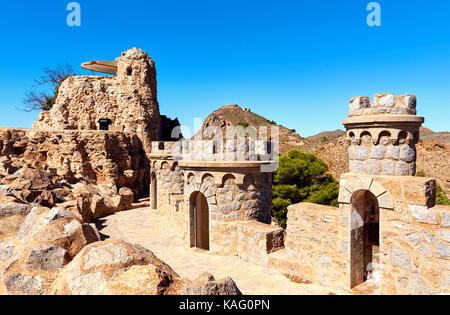 Castillitos Batterie, befestigungsanlagen von Cartagena, Provinz Murcia. Spanien Stockfoto