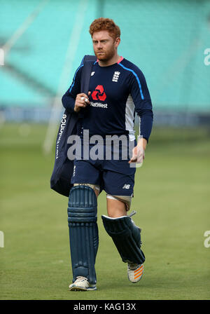 England's Jonny Bairstow während einer Netze Sitzung am Kia Oval, London. Stockfoto