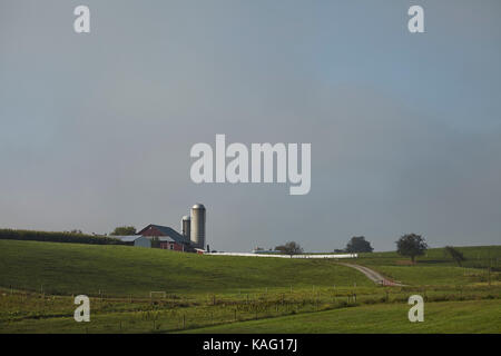 Bauernhof am frühen Morgen in der Nähe von Belleville, Pennsylvania, USA Stockfoto