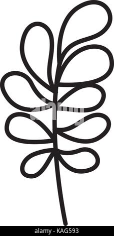 Verzweigung mit abgerundeten Blätter auf schwarze Silhouette Stock Vektor