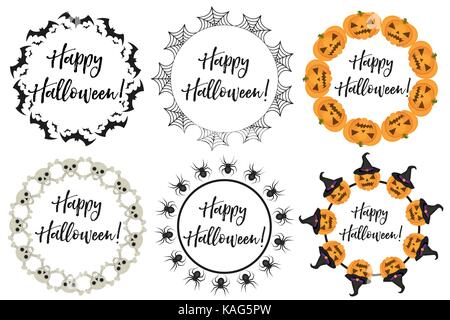 Halloween runden Rahmen für Text. Auf weissem Hintergrund. Für ihre Karte design Vorlage. Vector Illustration. Stock Vektor