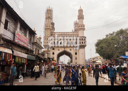 Hyderabad, Indien - 25. September 2017. Ein Blick auf historische Charminar in Hyderabad, Indien. Stockfoto