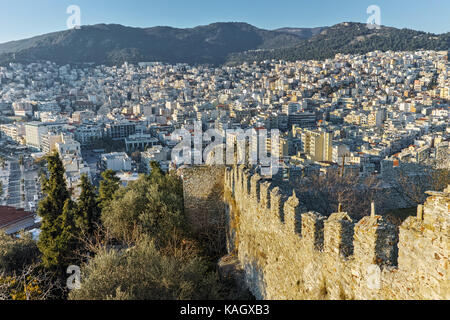 Panoramablick von kavala aus Festung, Ostmakedonien und Thrakien, Griechenland Stockfoto