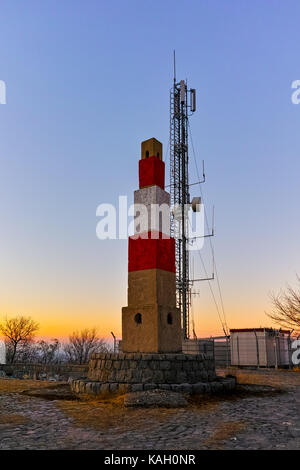 Sonnenuntergang über Dzhendem tepe Hügel, Stadt von Plovdiv, Bulgarien Stockfoto