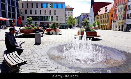 Brunnen vor dem Rathaus in Ingolstadt, Deutschland Stockfoto