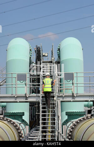 Thames Gateway Wasseraufbereitungsanlagen. Becton, Greater London. 17.06.2010. Stockfoto