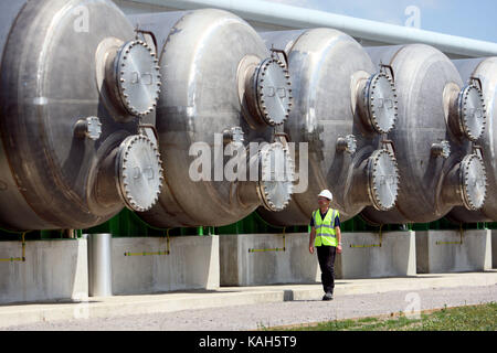 Thames Gateway Wasseraufbereitungsanlagen. Becton, Greater London. 17.06.2010. Stockfoto