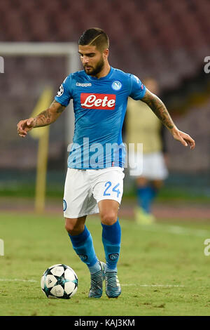 Neapel, Italien. 26 Sep, 2017. Lorenzo Insigne Napoli in Aktion während der Champions League - Gruppe F Fußballspiel zwischen SSC Napoli und Feyenoord im Stadio San Paolo am 26. September 2017 in Neapel, Italien Quelle: Marco iorio/Alamy leben Nachrichten Stockfoto