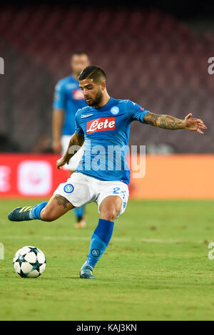 Neapel, Italien. 26 Sep, 2017. Lorenzo Insigne Napoli in Aktion während der Champions League - Gruppe F Fußballspiel zwischen SSC Napoli und Feyenoord im Stadio San Paolo am 26. September 2017 in Neapel, Italien Quelle: Marco iorio/Alamy leben Nachrichten Stockfoto