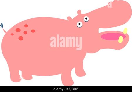 2d-Darstellung eines rosa Hippos Stock Vektor
