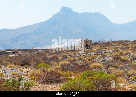 Ruinen der venezianischen Festung auf der Insel Gramvousa. Kreta, Griechenland Stockfoto