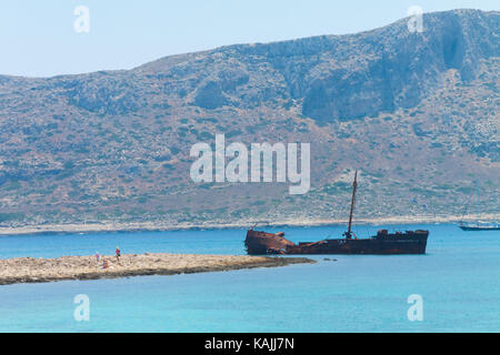 Schiffswrack in der Nähe von Insel Gramvousa. Kreta, Griechenland Stockfoto