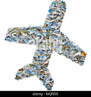 Photo Collage - Mosaik - wie Flugzeug von Reisen Bilder noch oben auf weißem Hintergrund gemacht Stockfoto