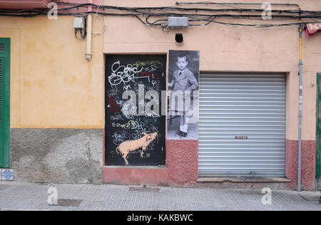 Graffiti an einer Wand in Mallorca Stockfoto