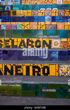 Escadaria Selaron (Selaron Steps), von Jorge Seralon, Lapa, Rio de Janeiro, Brasilien, Südamerika Stockfoto