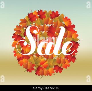 Hallo Herbst mit herbstlaub Hintergrund Stock Vektor