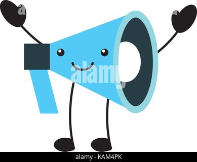 Kawaii Megaphon Lautsprecher marketing Cartoon Stock Vektor