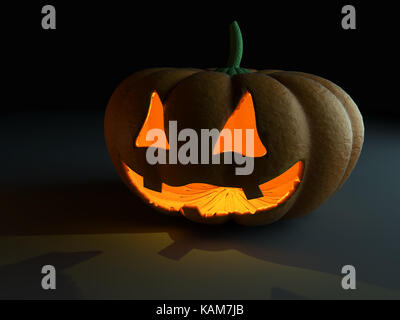 Halloween Kürbis mit unheimlichen Lächeln. 3D-Rendering Stockfoto