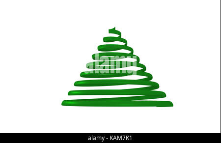 Weihnachtsbaum aus grüne Spirale. 3D-Rendering. Stockfoto