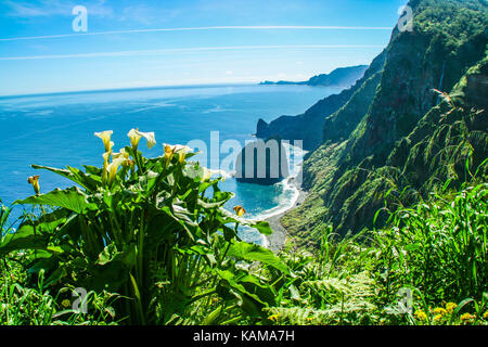 Rocha de Navio Santana Madeira Island Stockfoto