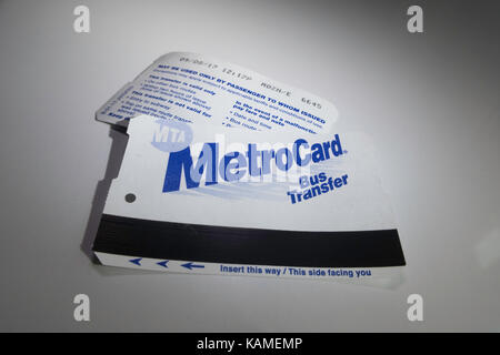 New York City metrocard Bustransfer, NYC, USA Stockfoto