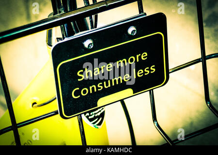 Stadt Bike-sharing, Mailand, Gelb, Fahrrad, ofo, Detail Stockfoto