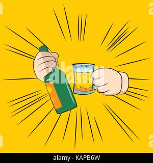 Zwei Hände Bier halten. Vektor dargestellt Cartoon festival Symbol. Stock Vektor