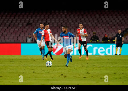 Neapel, Italien. 26 Sep, 2017. Neapel - Italien 26/09/2017 LORENZO INSIGNE der S.S.C. NAPOLI während der Liga Uefa Champions Match zwischen S.S.C. NAPOLI und FEYENOORD im Stadio San Paolo von Neapel. Credit: Emanuele Sessa/Pacific Press/Alamy leben Nachrichten Stockfoto