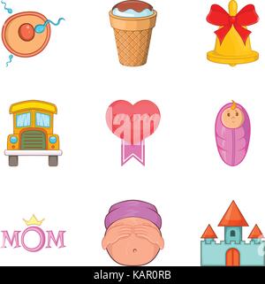 Liebevolle mama Symbole, Cartoon Stil Stock Vektor