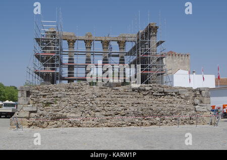 Römische Tempel von Evora, auch genannt: Templo de Diana. Alentejo, Portugal Stockfoto