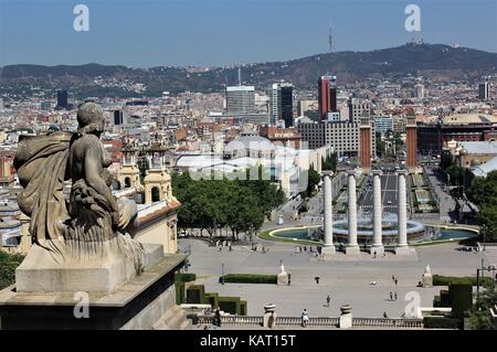 Blick vom Museu Nacional d'Art de Catalunya, Barcelona Spanien Stockfoto