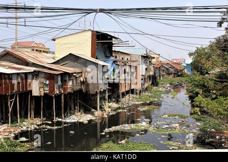 Schlechte Häuser in Phnom Penh Kambodscha Stockfoto