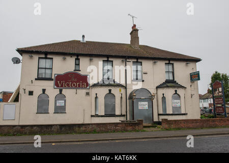 Liegt am Stadtrand von Skegness, Lincolnshire, der Victoria Pub ein weiteres Opfer der vielen Schließungen von öffentlichen Häusern innerhalb der UK geworden Stockfoto