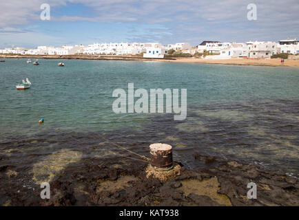 Caleta de Sebo hafen und Dorf, La Isla Graciosa, Lanzarote, Kanarische Inseln, Spanien Stockfoto