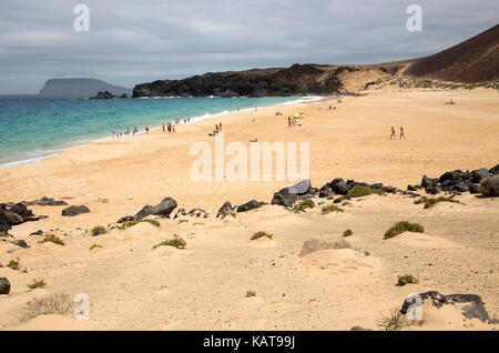 Sandy Strand Playa de Las Conchas, Insel Graciosa, Lanzarote, Kanarische Inseln, Spanien Stockfoto