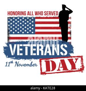 Veterans Day Poster auf weißem Hintergrund, Vector Illustration Stock Vektor