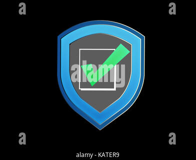 Blick auf ein Schild Symbol dargestellt auf eine futuristische Interface - Sicherheit und Internet Konzept Stockfoto