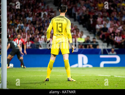 Madrid, Spanien. 27 Sep, 2017. Thibaut Courtois (Torhüter, Chelsea FC) während des Fußballspiels der Gruppenphase der UEFA Europa League 2017/2018 zwischen Club Atlético de Madrid und Chelsea Football Club Wanda Metropolitano Stadion am 27. September 2017 in Madrid, Spanien. Quelle: David Gato/Alamy leben Nachrichten Stockfoto