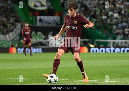 Lissabon, Portugal. 27 Sep, 2017. Sergi Roberto vom FC Barcelona in der UEFA CHAMPIONS LEAGUE Fußball-Spiel aus der Gruppe D zwischen Sporting CP und FC Barcelona in Alvalade Stadion am 27. September 2017 in Lissabon, Portugal. Credit: Bruno de Carvalho/Alamy leben Nachrichten Stockfoto