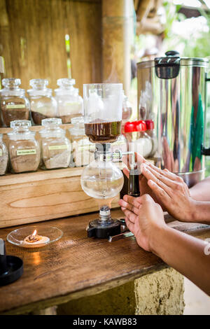 Brauen Luvak Kaffee - Der teuerste Kaffee der Welt - Bali, Indonesien Stockfoto