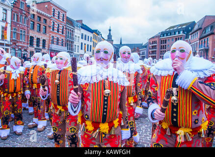 Die Teilnehmer der Binche Karneval in Binche, Belgien Stockfoto