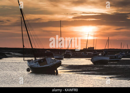 Sonnenuntergang über Brancaster, North Norfolk. Stockfoto