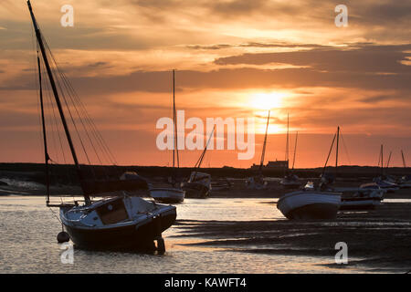 Sonnenuntergang über Brancaster, North Norfolk. Stockfoto