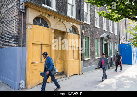 Die ehemalige Whitechapel Bell Foundry im Londoner East End war die berühmteste Glockengießerei der Welt und der Hersteller von Big Ben und der Liberty Bell. Stockfoto