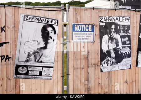 Plakat an der 26. Zappanale in Bad Doberan, Deutschland, 2015 Juli 17. Stockfoto