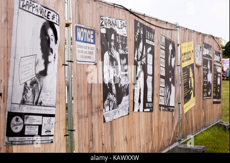 Plakat an der 26. Zappanale in Bad Doberan, Deutschland, 2015 Juli 17. Stockfoto