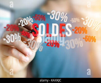 Ansicht einer Sales Promotion 20% 30% Und 50% Fliegen über eine Schnittstelle-Shopping Konzept Stockfoto